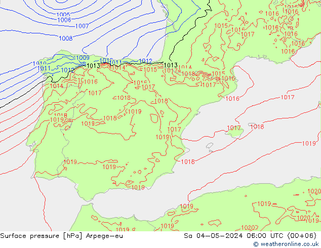 pressão do solo Arpege-eu Sáb 04.05.2024 06 UTC