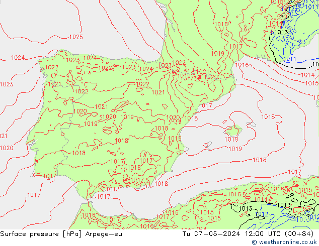 pression de l'air Arpege-eu mar 07.05.2024 12 UTC