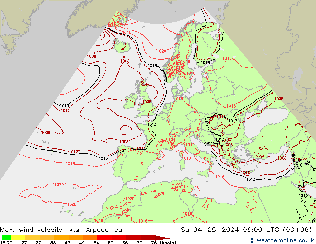 Windböen Arpege-eu Sa 04.05.2024 06 UTC