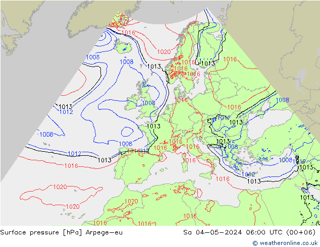 Surface pressure Arpege-eu Sa 04.05.2024 06 UTC