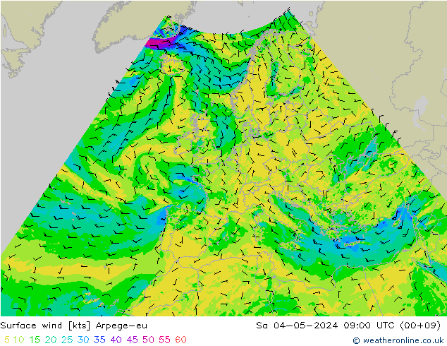 Surface wind Arpege-eu Sa 04.05.2024 09 UTC