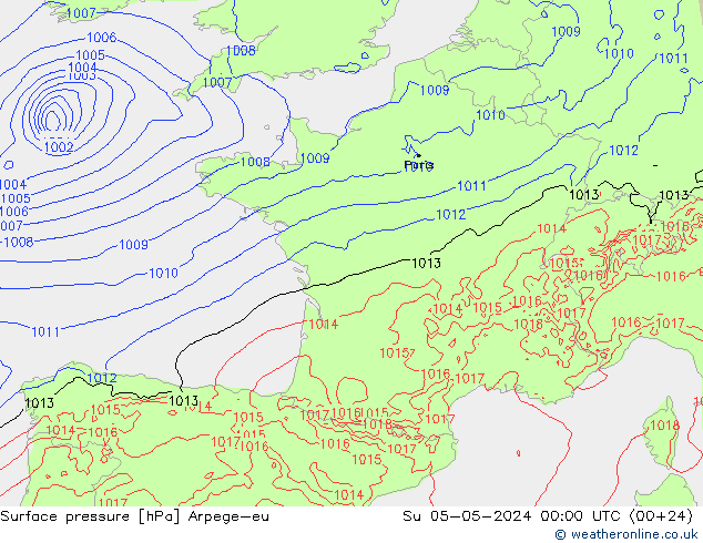 pression de l'air Arpege-eu dim 05.05.2024 00 UTC