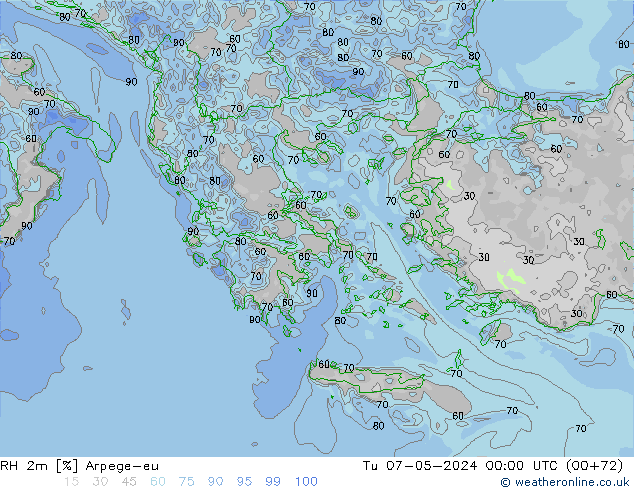 RH 2m Arpege-eu вт 07.05.2024 00 UTC