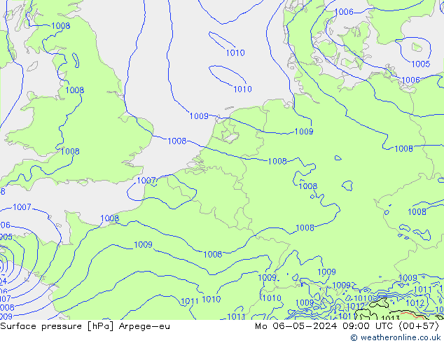 Presión superficial Arpege-eu lun 06.05.2024 09 UTC