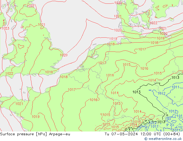 приземное давление Arpege-eu вт 07.05.2024 12 UTC