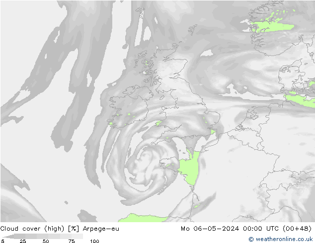 Nuages (élevé) Arpege-eu lun 06.05.2024 00 UTC
