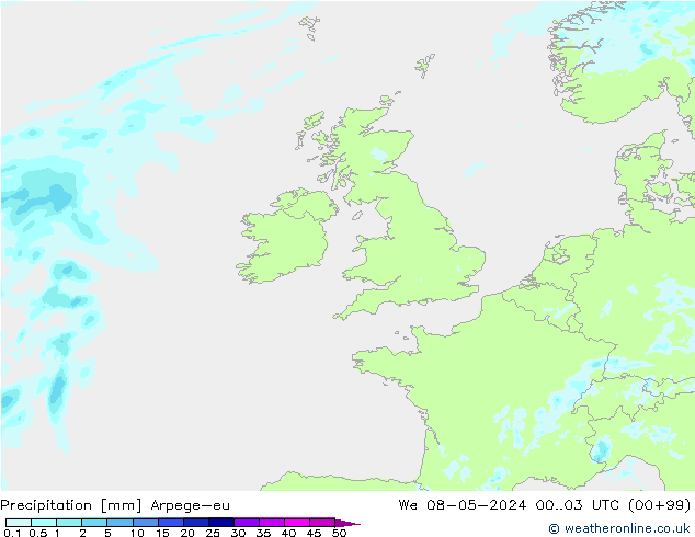 Precipitation Arpege-eu We 08.05.2024 03 UTC