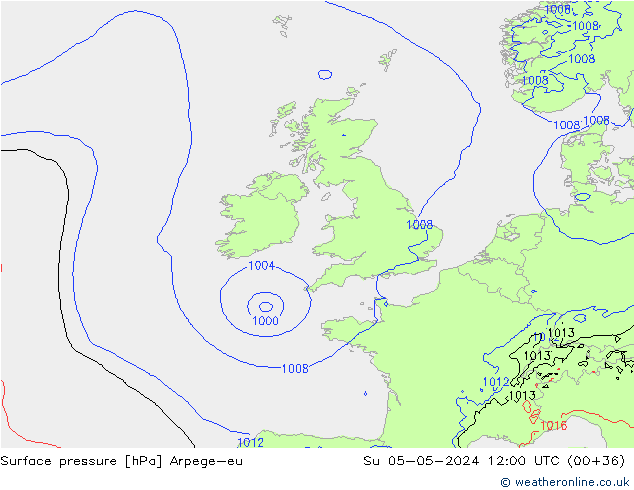 Bodendruck Arpege-eu So 05.05.2024 12 UTC