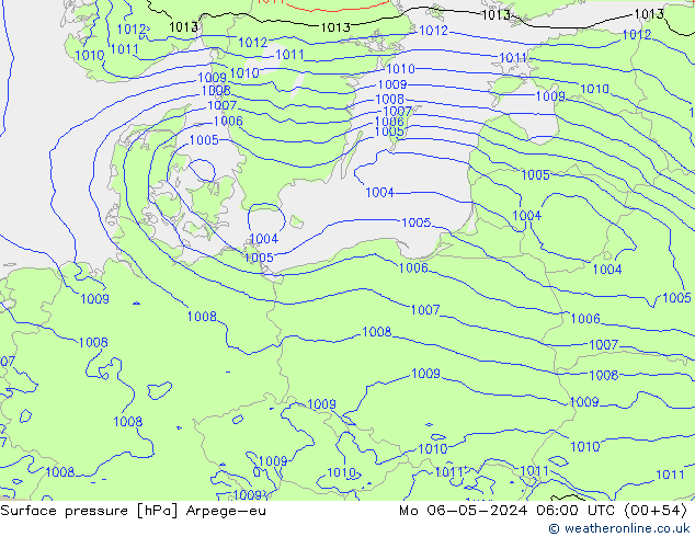 приземное давление Arpege-eu пн 06.05.2024 06 UTC