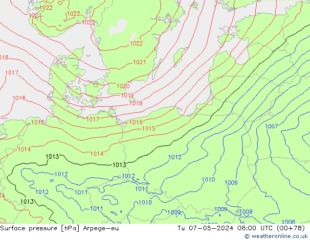 приземное давление Arpege-eu вт 07.05.2024 06 UTC