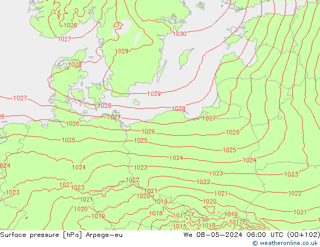 ciśnienie Arpege-eu śro. 08.05.2024 06 UTC