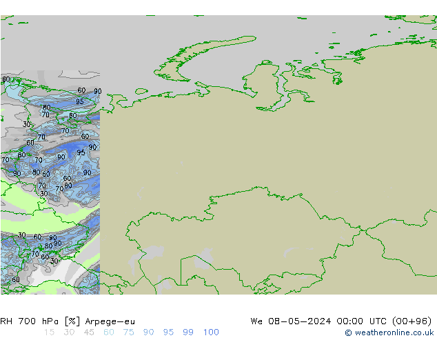 RH 700 hPa Arpege-eu St 08.05.2024 00 UTC