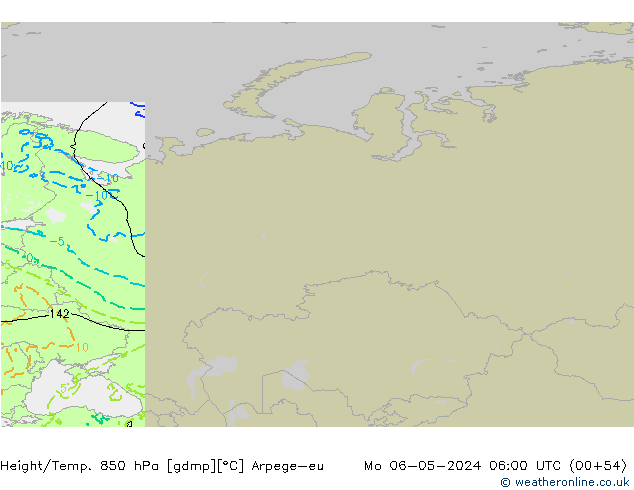 Height/Temp. 850 hPa Arpege-eu Mo 06.05.2024 06 UTC