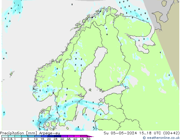 Srážky Arpege-eu Ne 05.05.2024 18 UTC