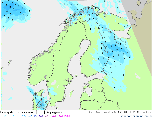 Precipitation accum. Arpege-eu sab 04.05.2024 12 UTC