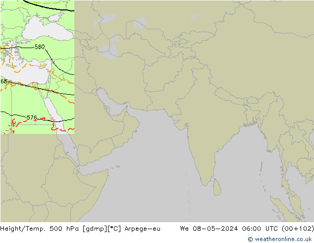 Hoogte/Temp. 500 hPa Arpege-eu wo 08.05.2024 06 UTC