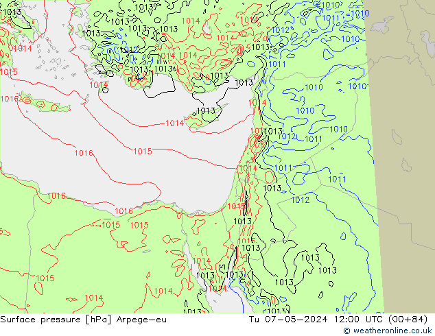 Presión superficial Arpege-eu mar 07.05.2024 12 UTC