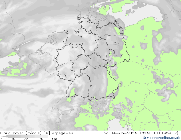 oblačnosti uprostřed Arpege-eu So 04.05.2024 18 UTC