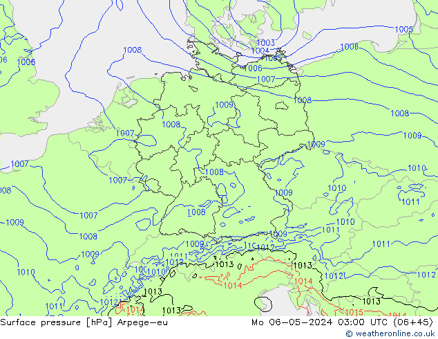 Bodendruck Arpege-eu Mo 06.05.2024 03 UTC