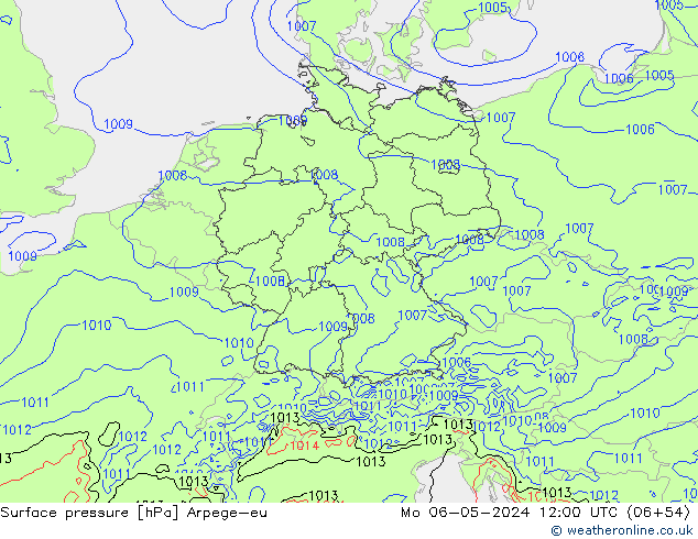 Pressione al suolo Arpege-eu lun 06.05.2024 12 UTC