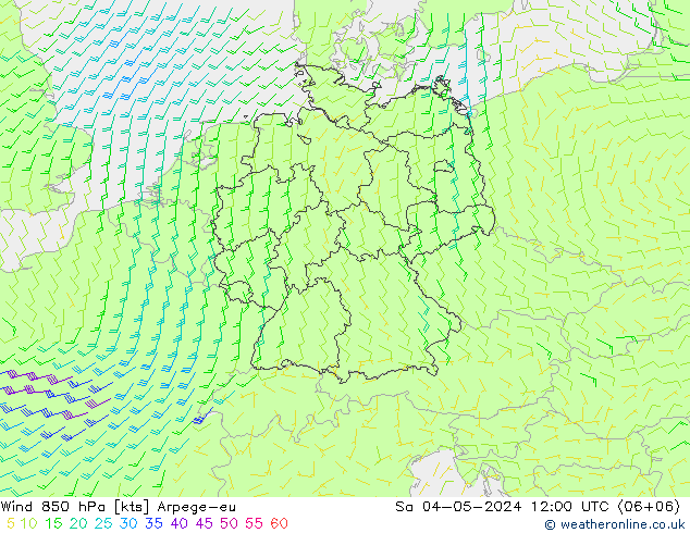 风 850 hPa Arpege-eu 星期六 04.05.2024 12 UTC