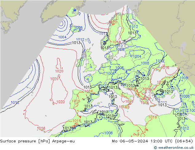 Pressione al suolo Arpege-eu lun 06.05.2024 12 UTC