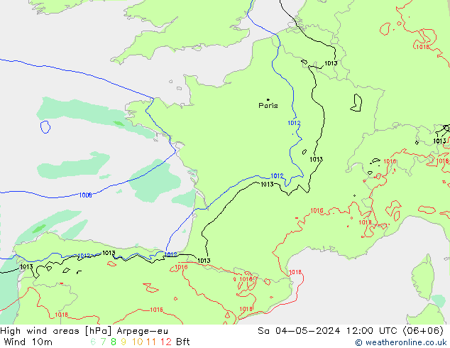 High wind areas Arpege-eu  04.05.2024 12 UTC