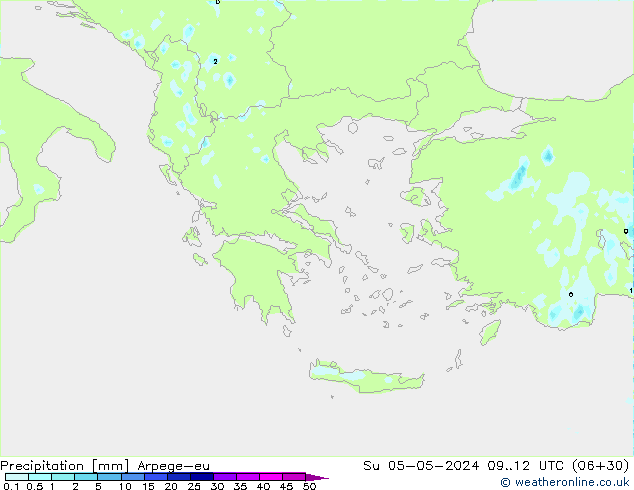 Yağış Arpege-eu Paz 05.05.2024 12 UTC