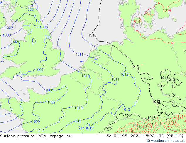 Bodendruck Arpege-eu Sa 04.05.2024 18 UTC