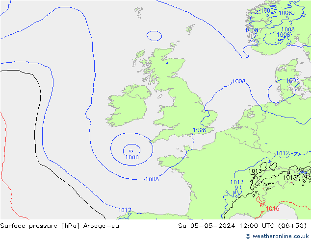 Surface pressure Arpege-eu Su 05.05.2024 12 UTC