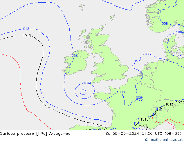 pressão do solo Arpege-eu Dom 05.05.2024 21 UTC