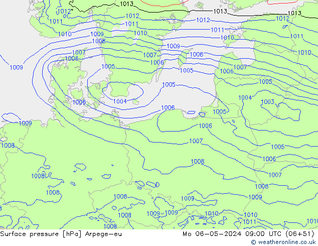 Bodendruck Arpege-eu Mo 06.05.2024 09 UTC