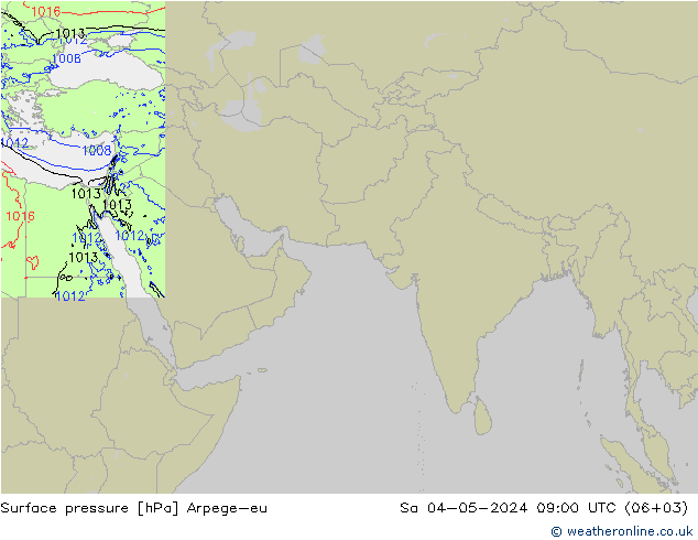 地面气压 Arpege-eu 星期六 04.05.2024 09 UTC