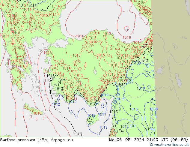 Atmosférický tlak Arpege-eu Po 06.05.2024 21 UTC