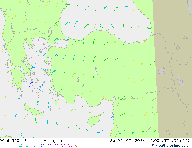 wiatr 850 hPa Arpege-eu nie. 05.05.2024 12 UTC