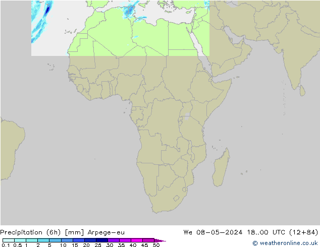 Precipitation (6h) Arpege-eu We 08.05.2024 00 UTC