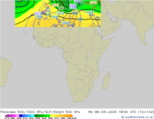 Thck 500-1000hPa Arpege-eu We 08.05.2024 18 UTC