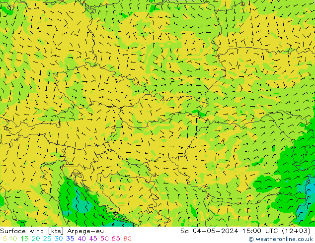 Wind 10 m Arpege-eu za 04.05.2024 15 UTC