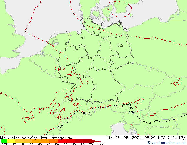 Windböen Arpege-eu Mo 06.05.2024 06 UTC