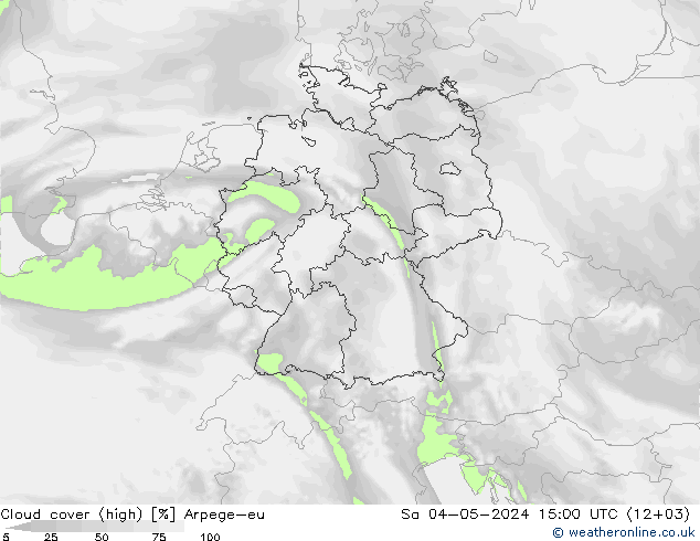 Nubes altas Arpege-eu sáb 04.05.2024 15 UTC