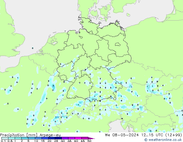 Precipitation Arpege-eu We 08.05.2024 15 UTC