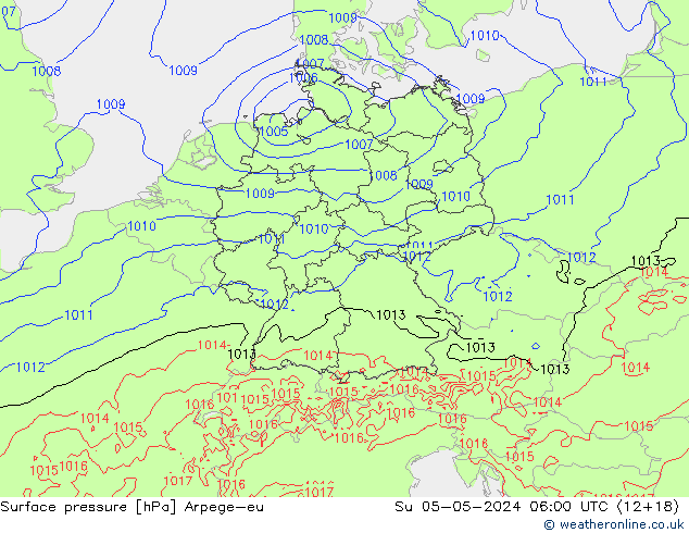 Surface pressure Arpege-eu Su 05.05.2024 06 UTC