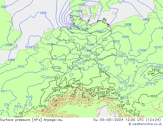 Presión superficial Arpege-eu dom 05.05.2024 12 UTC