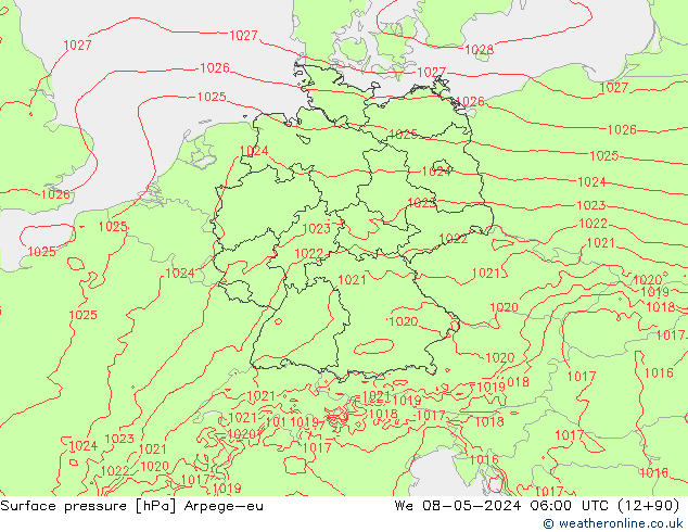 Luchtdruk (Grond) Arpege-eu wo 08.05.2024 06 UTC