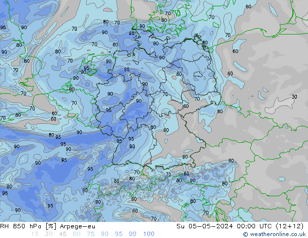 RH 850 hPa Arpege-eu Su 05.05.2024 00 UTC