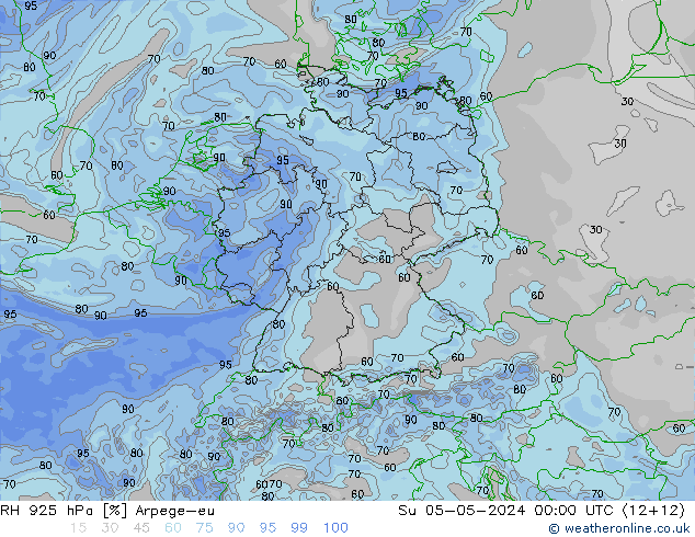 925 hPa Nispi Nem Arpege-eu Paz 05.05.2024 00 UTC