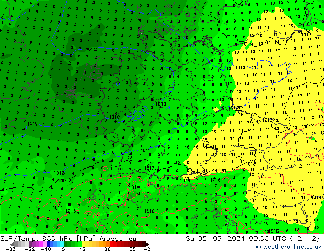 SLP/Temp. 850 hPa Arpege-eu Su 05.05.2024 00 UTC