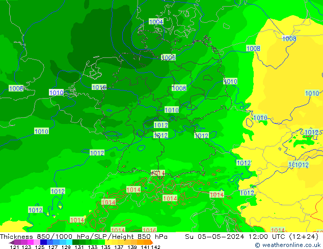 Thck 850-1000 hPa Arpege-eu Ne 05.05.2024 12 UTC