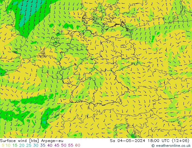 Surface wind Arpege-eu Sa 04.05.2024 18 UTC