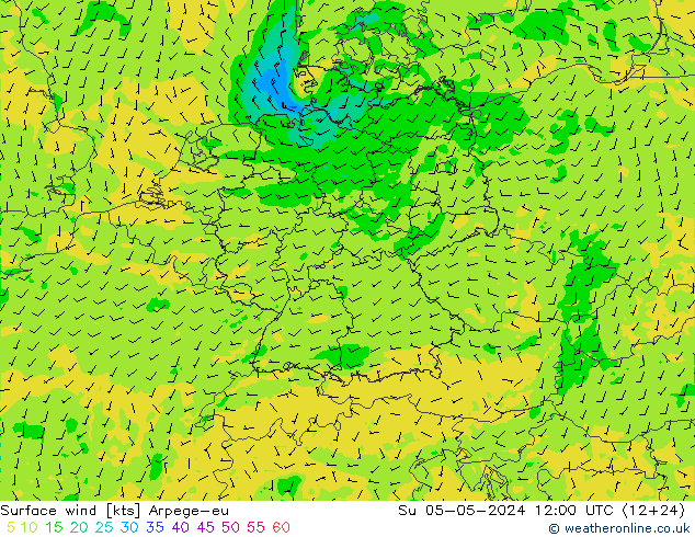 Surface wind Arpege-eu Su 05.05.2024 12 UTC